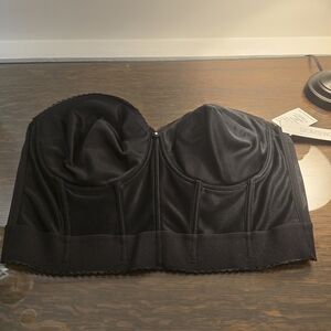 Dominique 6377 Black Longline Strapless Bustier 40DD Boned Underwired